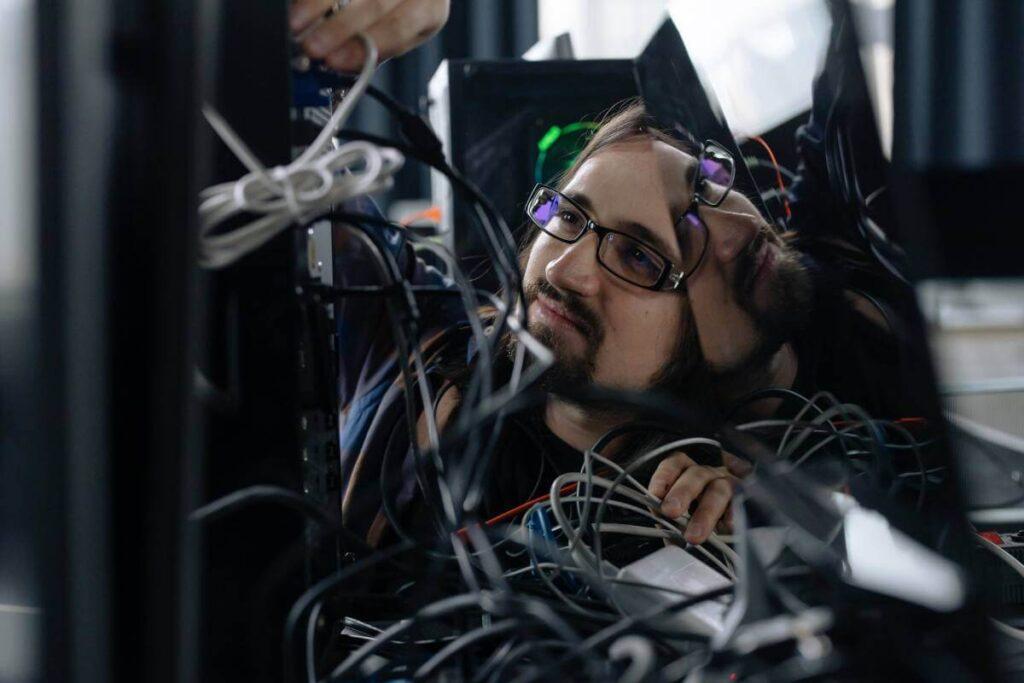 engineer working on a tower box