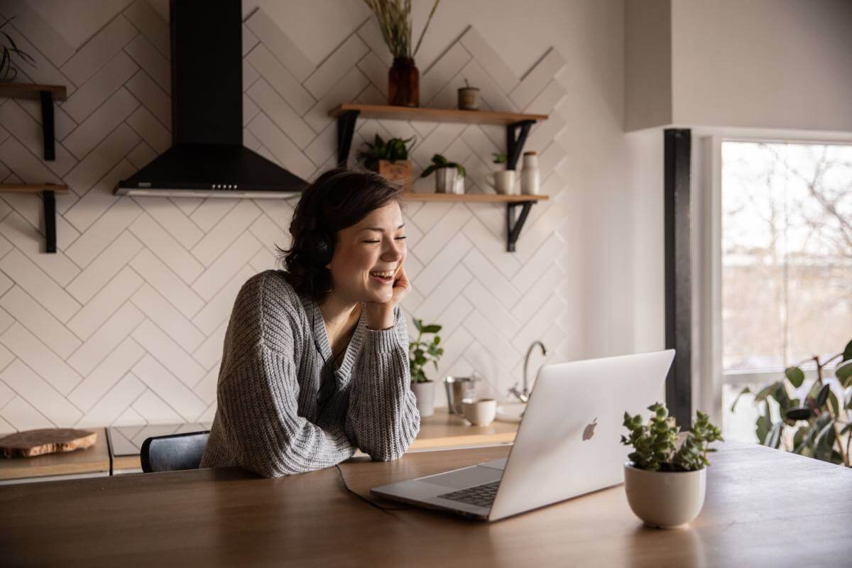 lady connected with video call