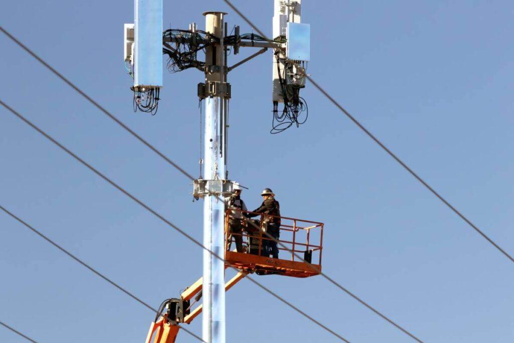 Technician configuring WISP tower