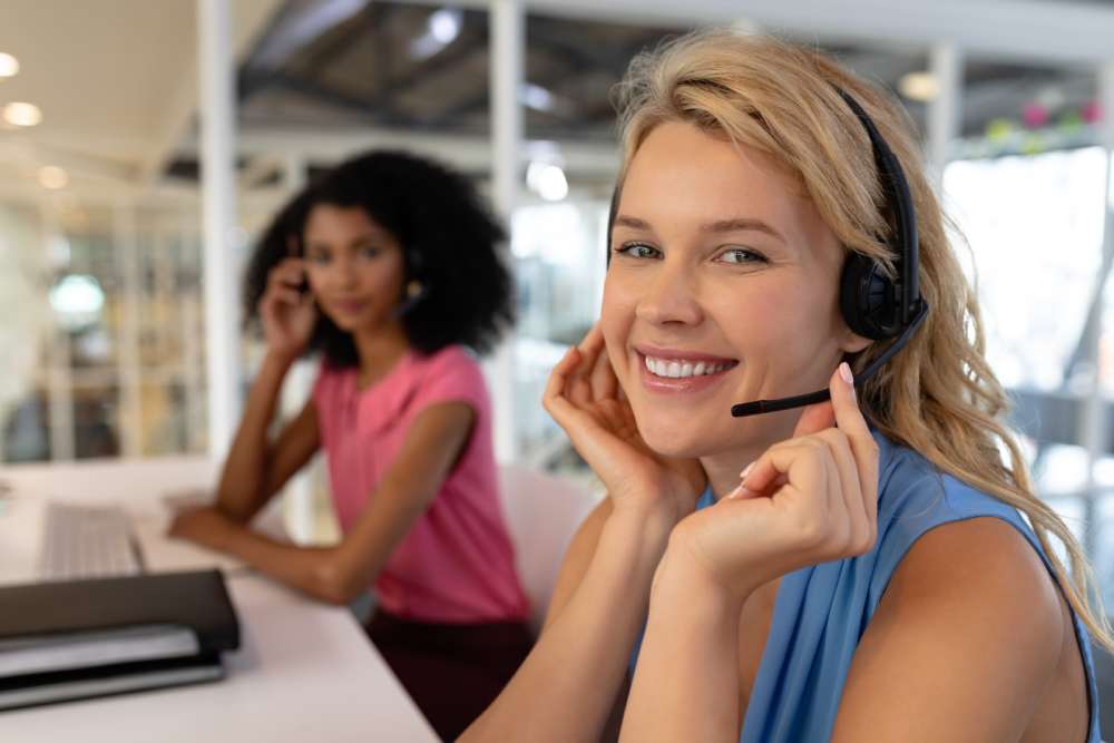 women taking call